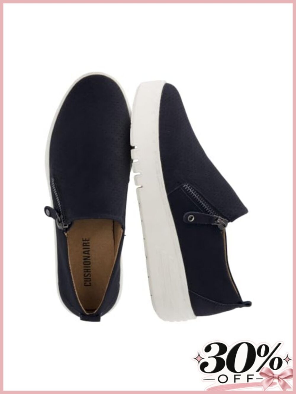 Platform Slip On Sneakers Perforated Wide Width Comfort Zip Casual